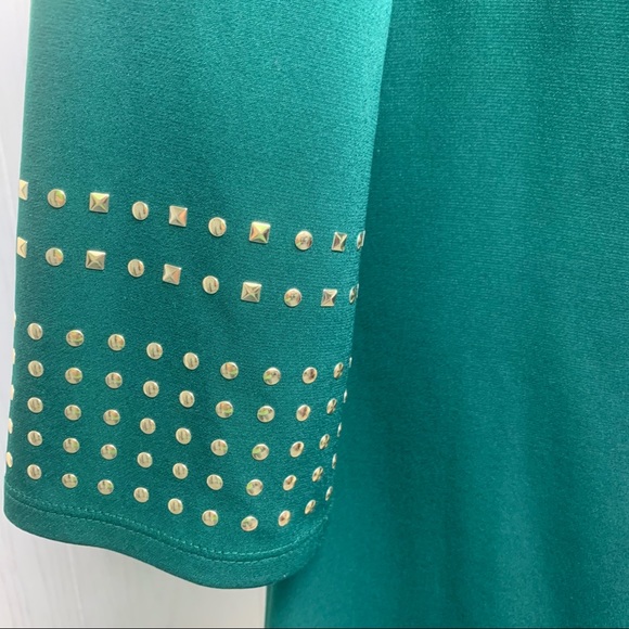 JESSICA HOWARD Dress Kelly Green Gold Embossed Stretch Relaxed Fit Shift… - Picture 4 of 7